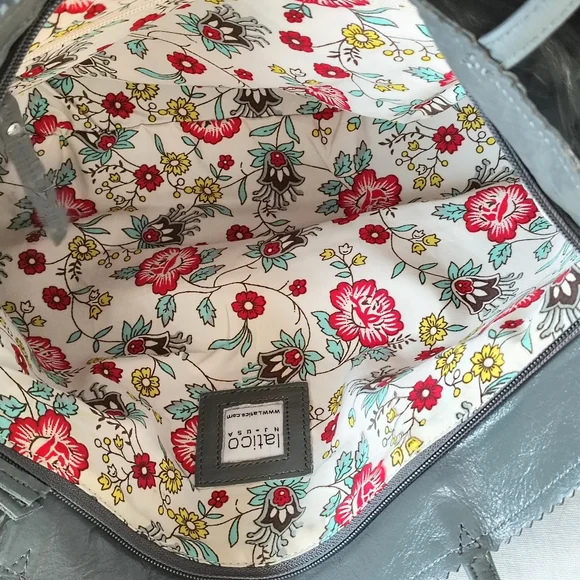 Latico USA Genuine Leather Slate Gray Tote Bag NEW - Picture 6 of 7